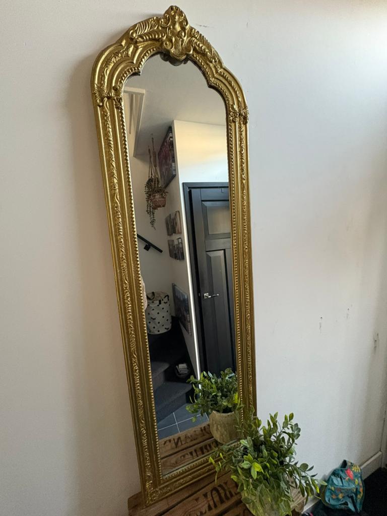 Gouden Barok Spiegel, Ophalen, Gebruikt, 100 tot 150 cm, Rechthoekig