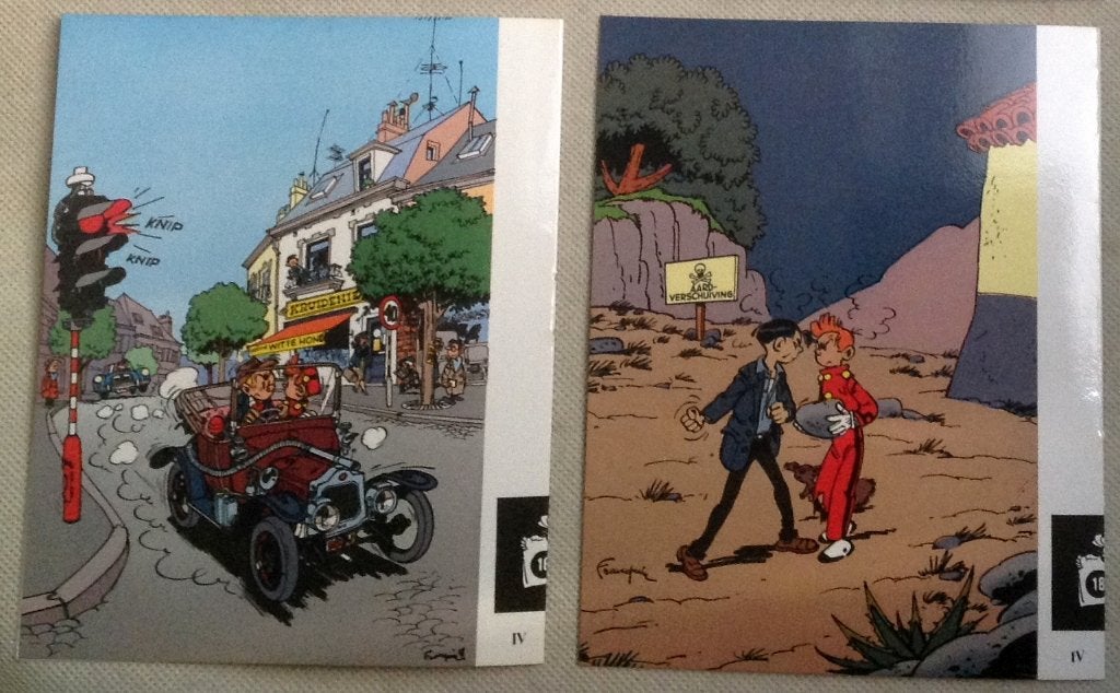 Robbedoes en Kwabbernoot Kaarten Franquin (8x), Verzamelen, Stripfiguren, Verzenden, Guust of Robbedoes, Plaatje, Poster of Sticker