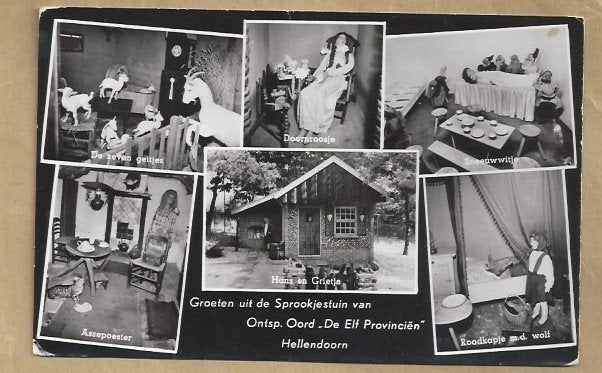 Ansichtkaart Sprookjestuin Hellendoorn 1953, Ophalen of Verzenden, 1940 tot 1960, Gelopen, Overijssel