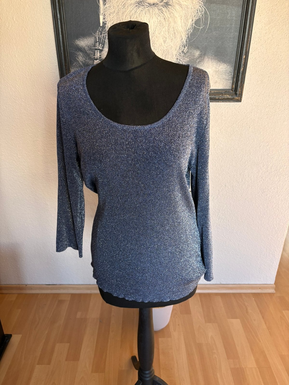 Ibana mooie glitter top met lange mouw mt 42 ZGAN, Blauw, Maat 42/44 (L), Ophalen of Verzenden, Zo goed als nieuw