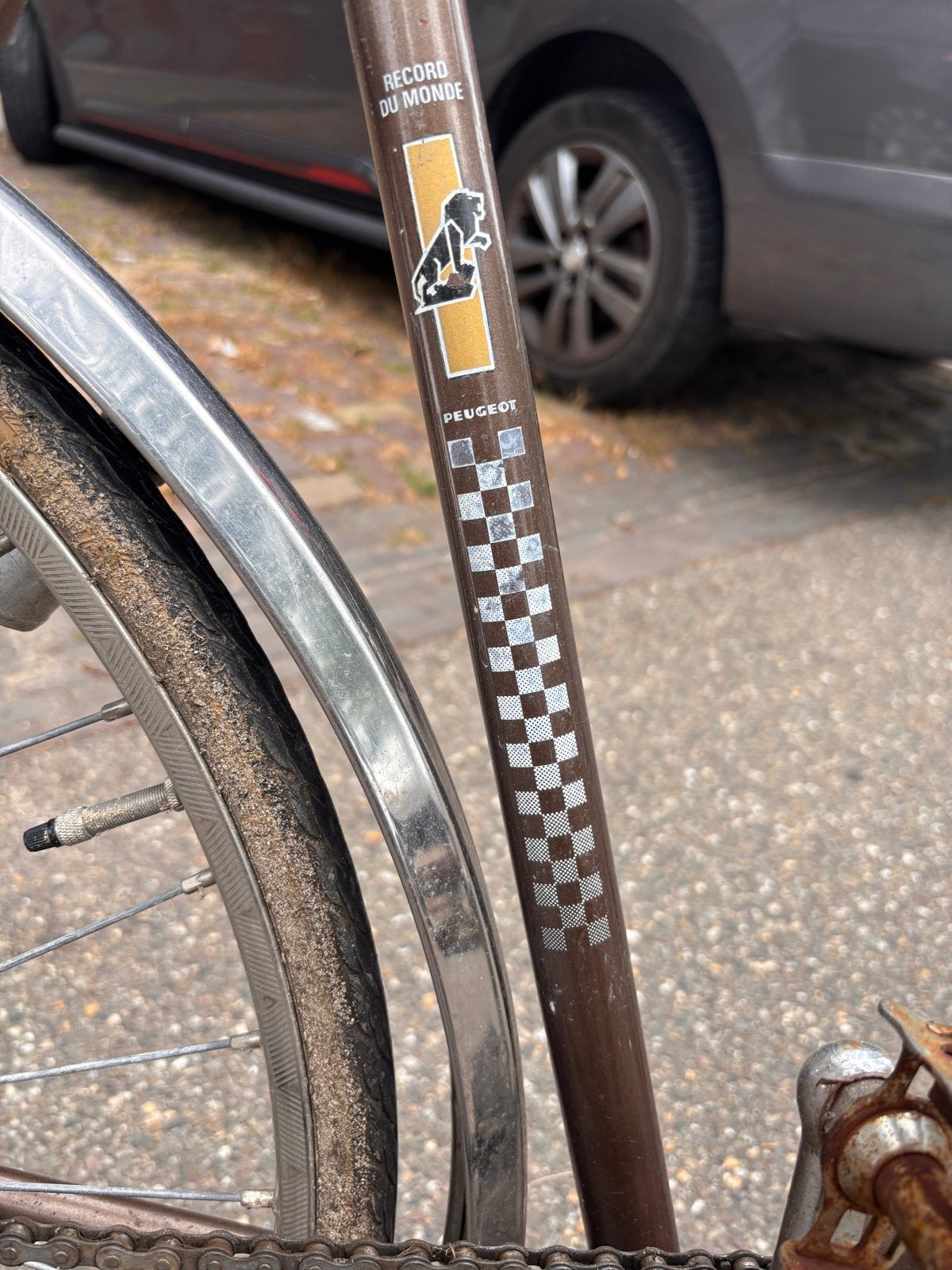 Vintage Peugeot 103 Record du Monde racefiets, Gebruikt, Velgrem, Versnellingen, 53 tot 57 cm