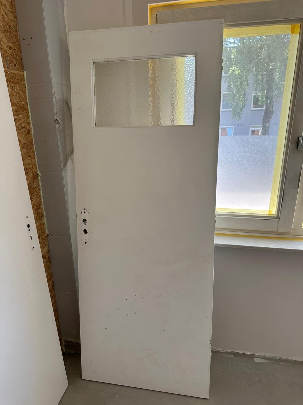 Witte binnendeur met glas, 77x198 cm, Doe-het-zelf en Verbouw, Deuren en Horren, Ophalen, Gebruikt, Minder dan 80 cm, Binnendeur