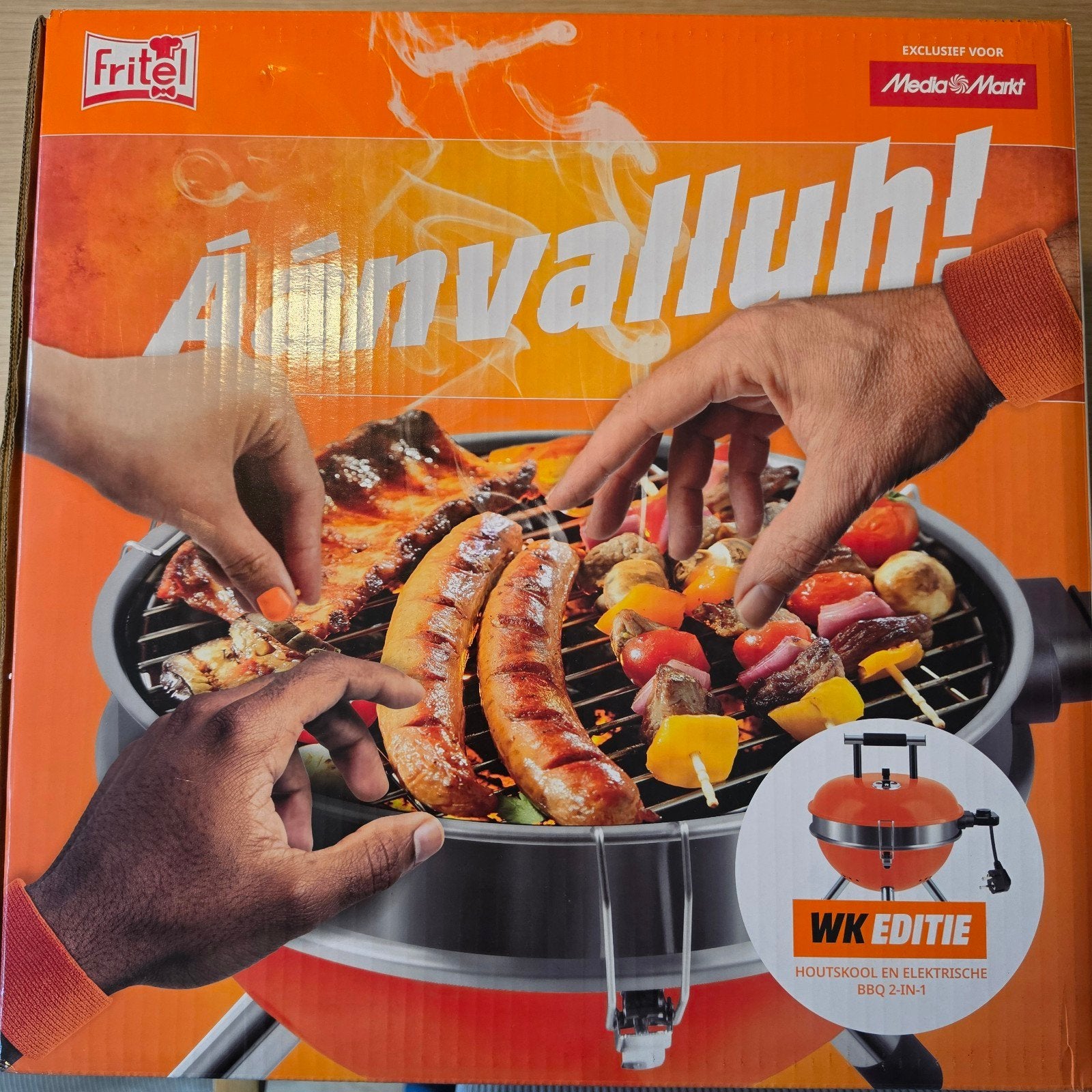 Fritel Houtskool & Elektrische BBQ 2-in-1 WK Editie, Ophalen of Verzenden, Nieuw, Fritel