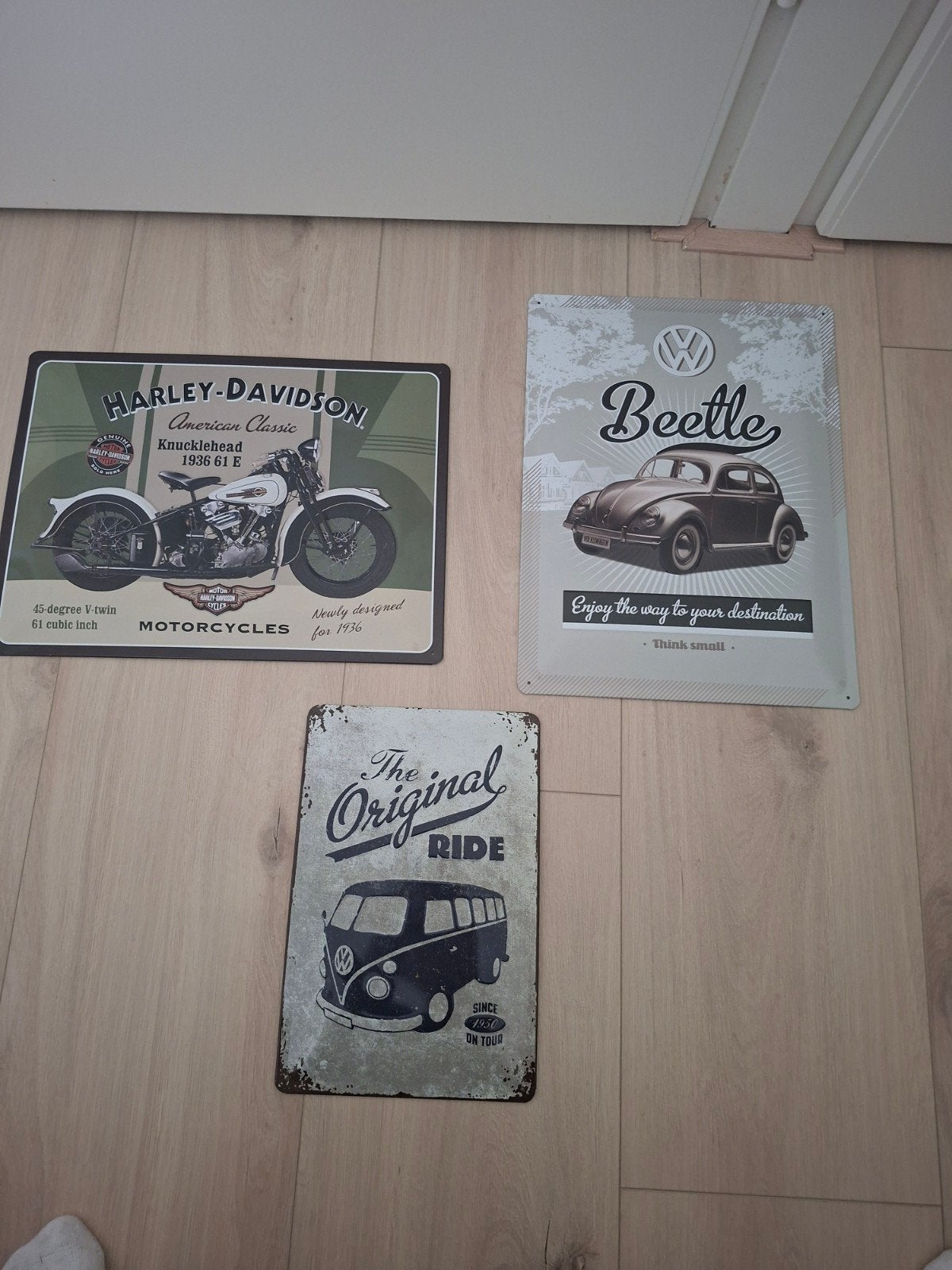 Prijs verlaagd! Metalen borden: Harley-Davidson, VW Kever, V, Verzamelen, Ophalen, Gebruikt, Auto's