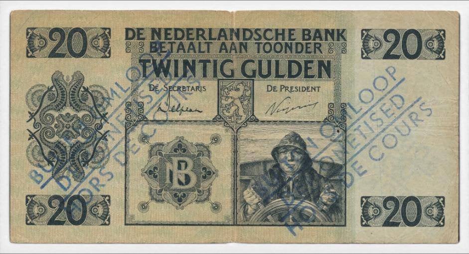 Nederland 20 Gulden 1931 Stuurman Buiten omloop, Postzegels en Munten, Ophalen of Verzenden, Los biljet