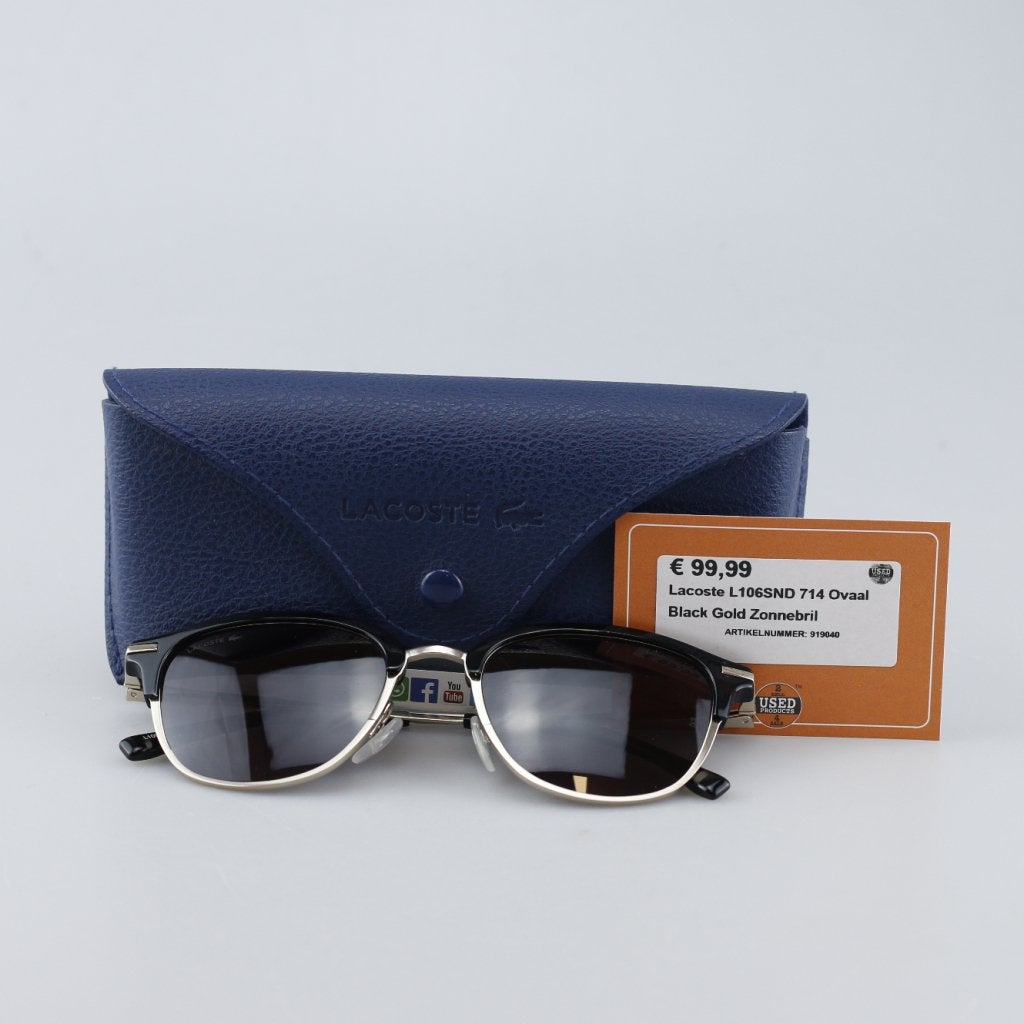 Lacoste L106SND 714 Ovaal Black Gold Zonnebril, Sieraden, Tassen en Uiterlijk, Lacoste, Zo goed als nieuw, Support@lacoste.com