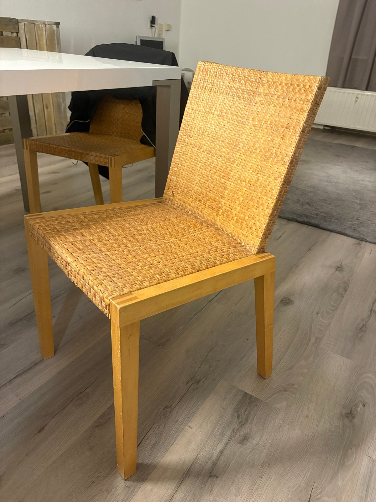 4 rotan stoelen met houten frame, Ophalen, Gebruikt, Overige kleuren, Vier