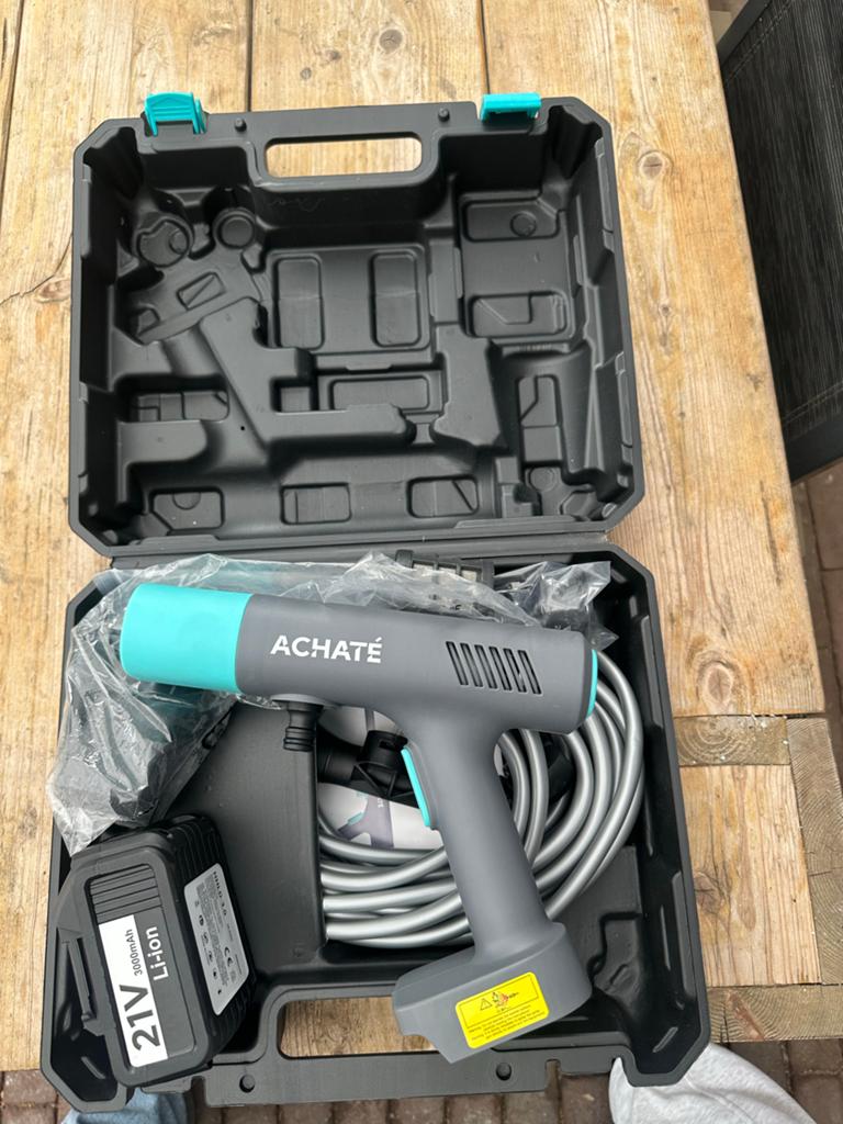 Achaté Draadloze Hogedrukreiniger - 21V Accu, Ophalen of Verzenden, Zo goed als nieuw, Accu