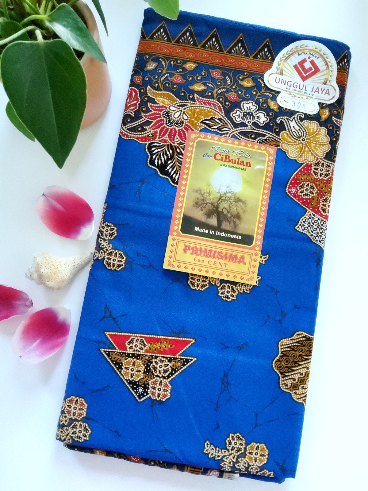 Batik Sarong Indonesië #1265, Hobby en Vrije tijd, 30 tot 120 cm, Katoen, Verzenden, Blauw