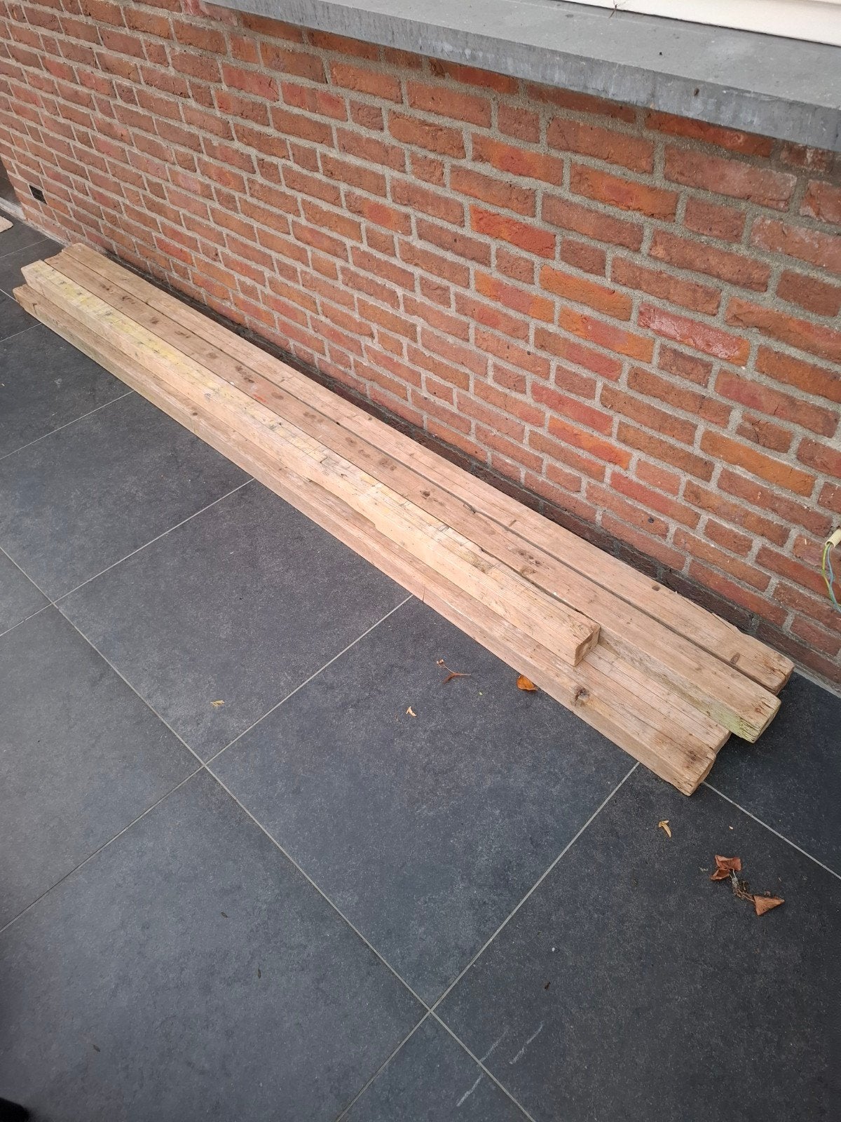 7 st. houten metselprofielen, Ophalen, Gebruikt, 250 tot 300 cm, 50 mm of meer
