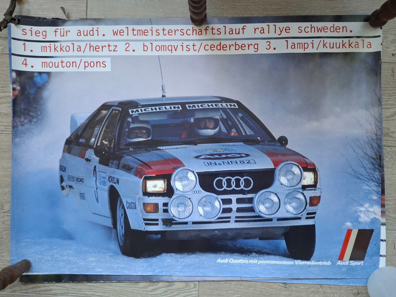 Audi Quattro Ralley. 5 Papieren posters.83,5/59,5. € 12,50, Ophalen of Verzenden, Zo goed als nieuw, Audi