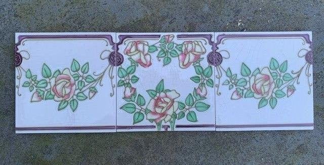 Gilliot-Hemiksem tegelset met rozen, Gebruikt, Minder dan 20 cm, Minder dan 5 m², Wandtegels