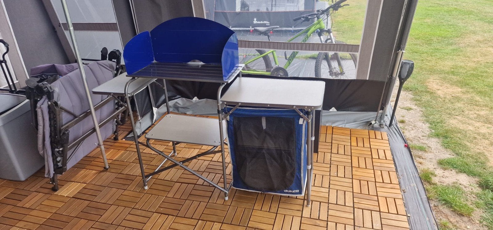 Opvouwbare Camping Keuken met Windscherm en Opbergruimte, Ophalen of Verzenden, Gebruikt