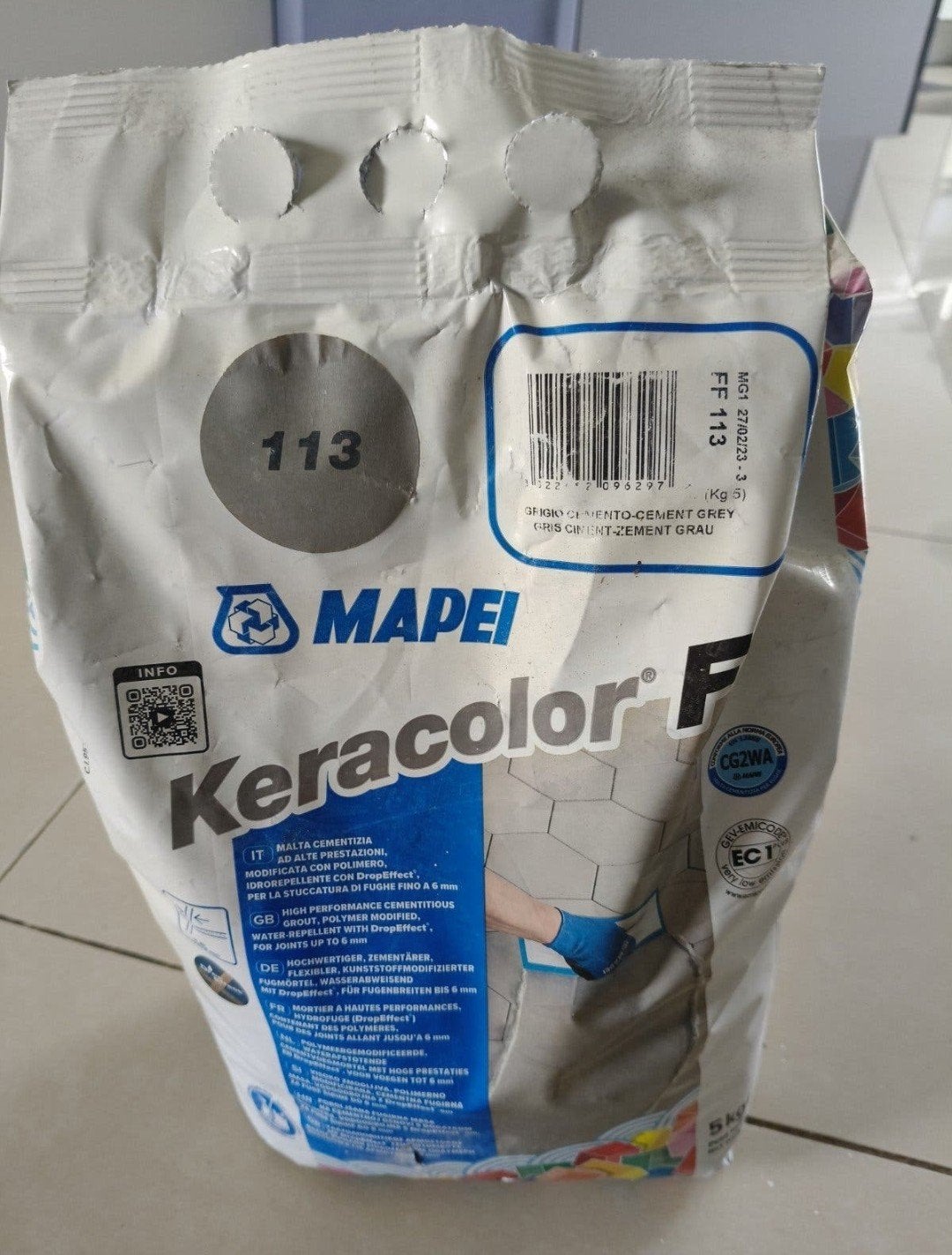 Mapei Keracolor FF 113 Cementgrijs Voegmortel 5 kg, Nieuw, 10 m² of meer, Overige materialen, 60 cm of meer
