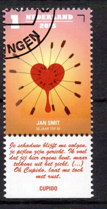 gestempelde zegel. Jaar 2015: top 40 met tab, Ophalen of Verzenden, Na 1940, Gestempeld