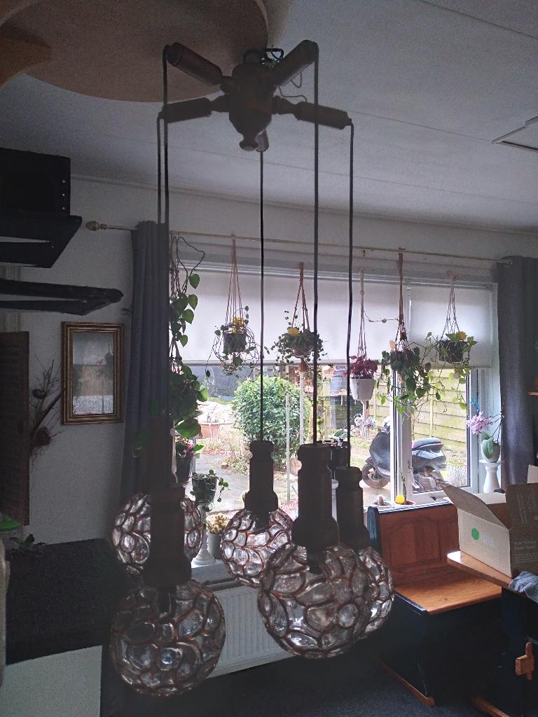 Vintage Glashutte Limburg hanglamp, Huis en Inrichting, Ophalen of Verzenden, Zo goed als nieuw, Glas