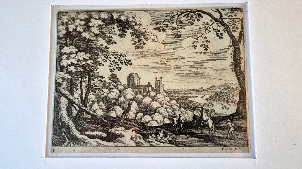 Matthäus Merian I (1593-1650) 5 landschapgravures, Antiek en Kunst, Kunst | Etsen en Gravures, Verzenden, 1600 - 1699, Landschap