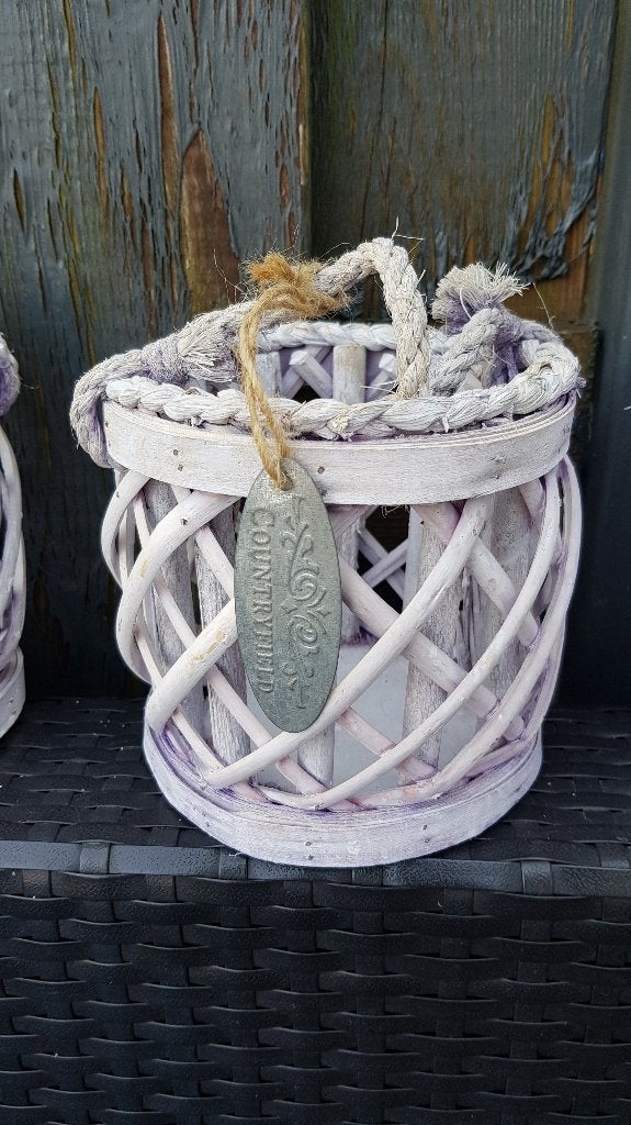 3 brocante rieten rotan mandjes, hengsel, Countryfield. S17, Tweedehands verkoop, Tweedehands verkoop, Gebruikt, Rond