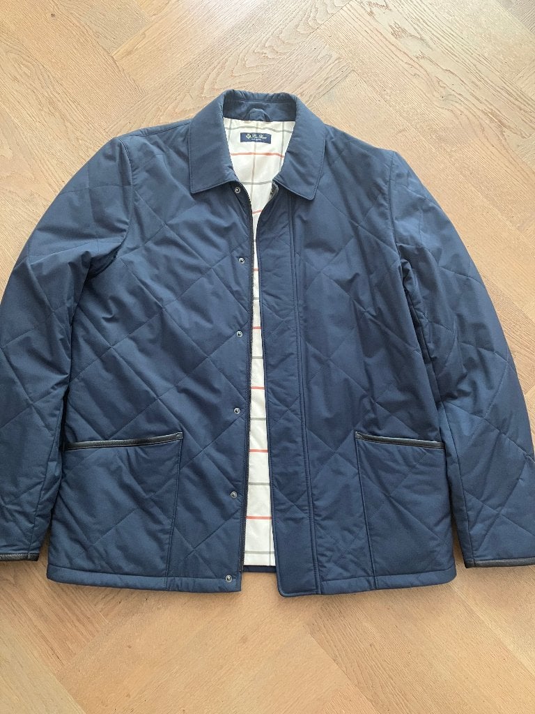 Loro Piana Quilted Horsey Jacket maat L, Ophalen, Blauw, Overige maten, Zo goed als nieuw