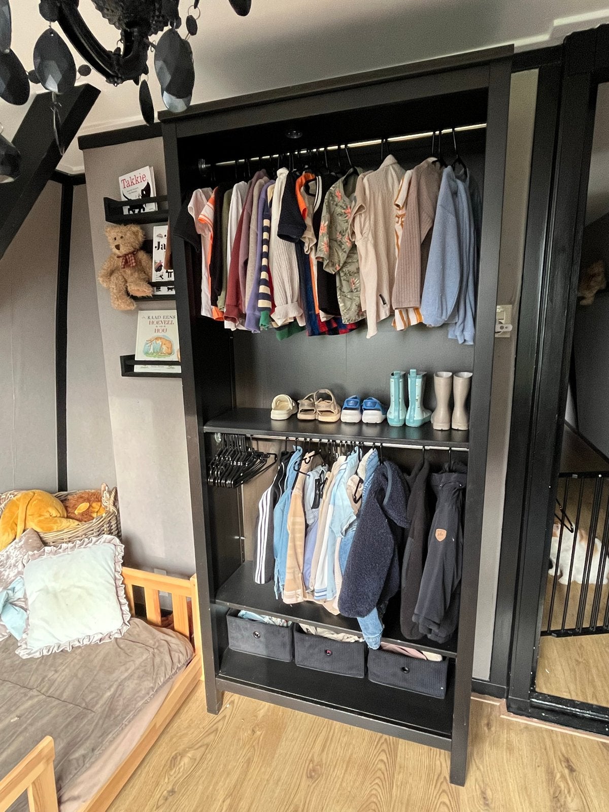 IKEA HEMNES Boekenkast Zwart 90x197 cm, Ophalen, Met plank(en), Gebruikt, 50 tot 100 cm