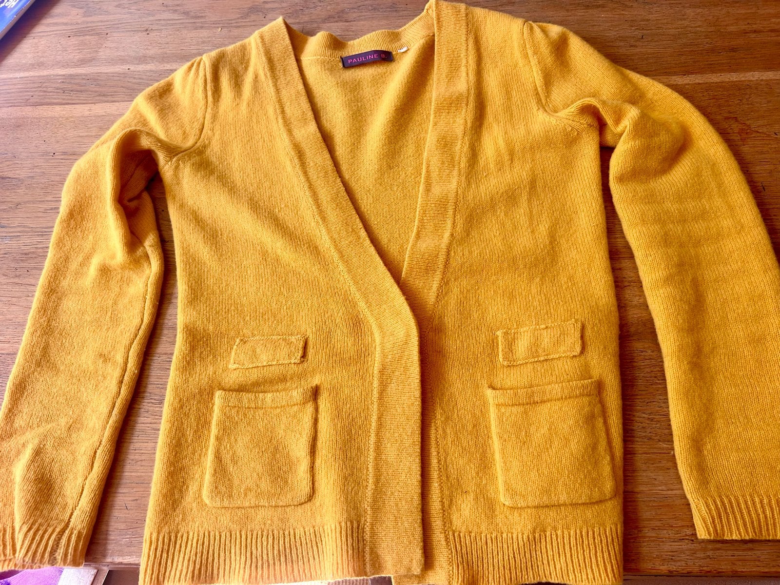 Damesvest van merinowol en lamswol - Pauline, Ophalen, Gedragen, Maat 38/40 (M), Geel