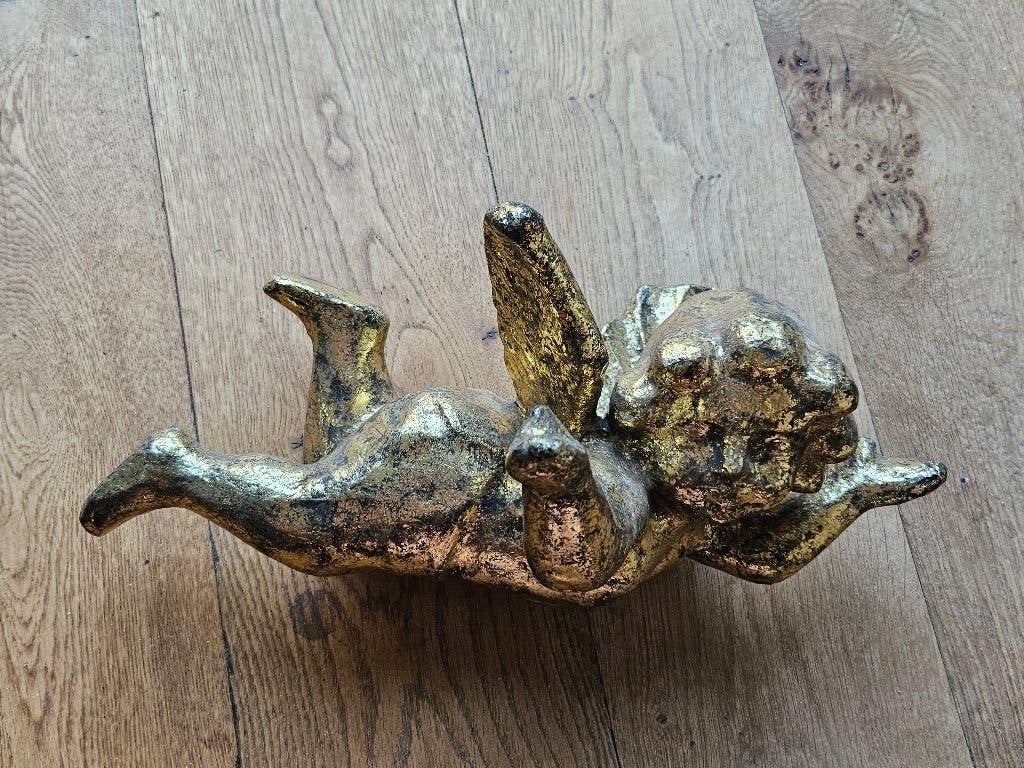 Oude Gouden engel om op te hangen winkeldecoratie, Ophalen of Verzenden, Gebruikt