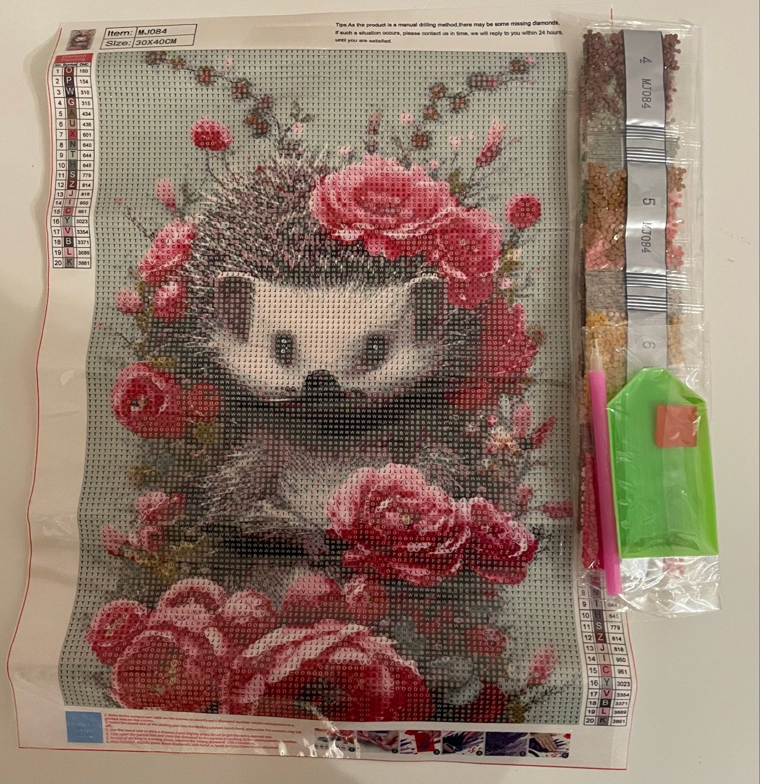 Diamond Painting Egel met Bloemen - Vol Rond (Nieuw), Ophalen of Verzenden, Nieuw, Dieren, Diamond painting