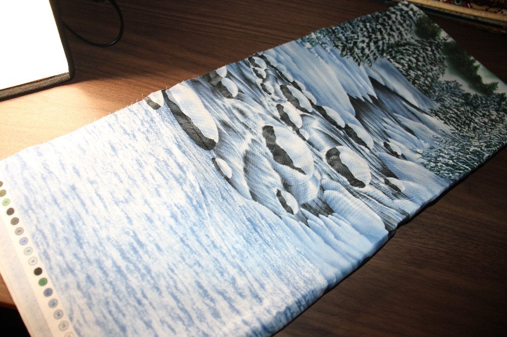 Coupon 100% katoen stof - blauw/groen ijsberg stenen #4092, Blauw, Nieuw, Ophalen of Verzenden, 30 tot 120 cm