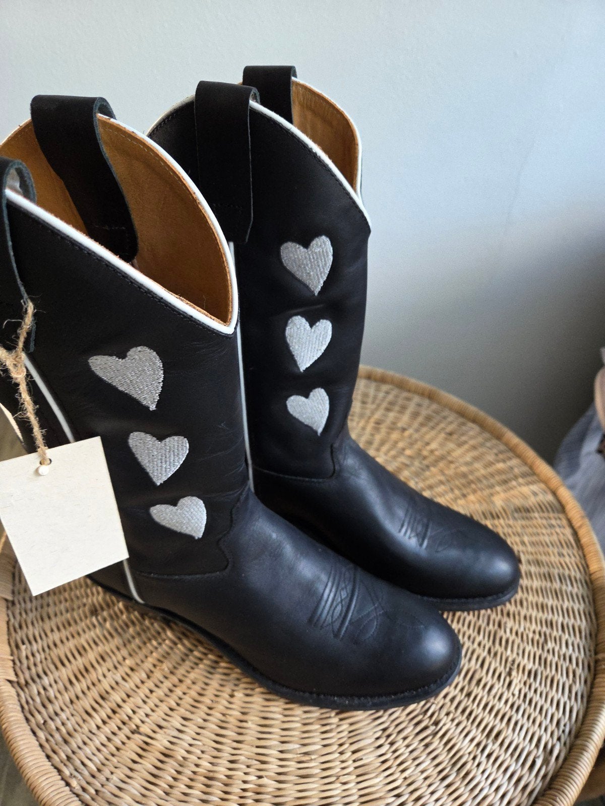 Nieuwe Bootstock laarzen met hartjes - Maat 39, Zwart, Lage of Enkellaarzen, Nieuw, Ophalen of Verzenden