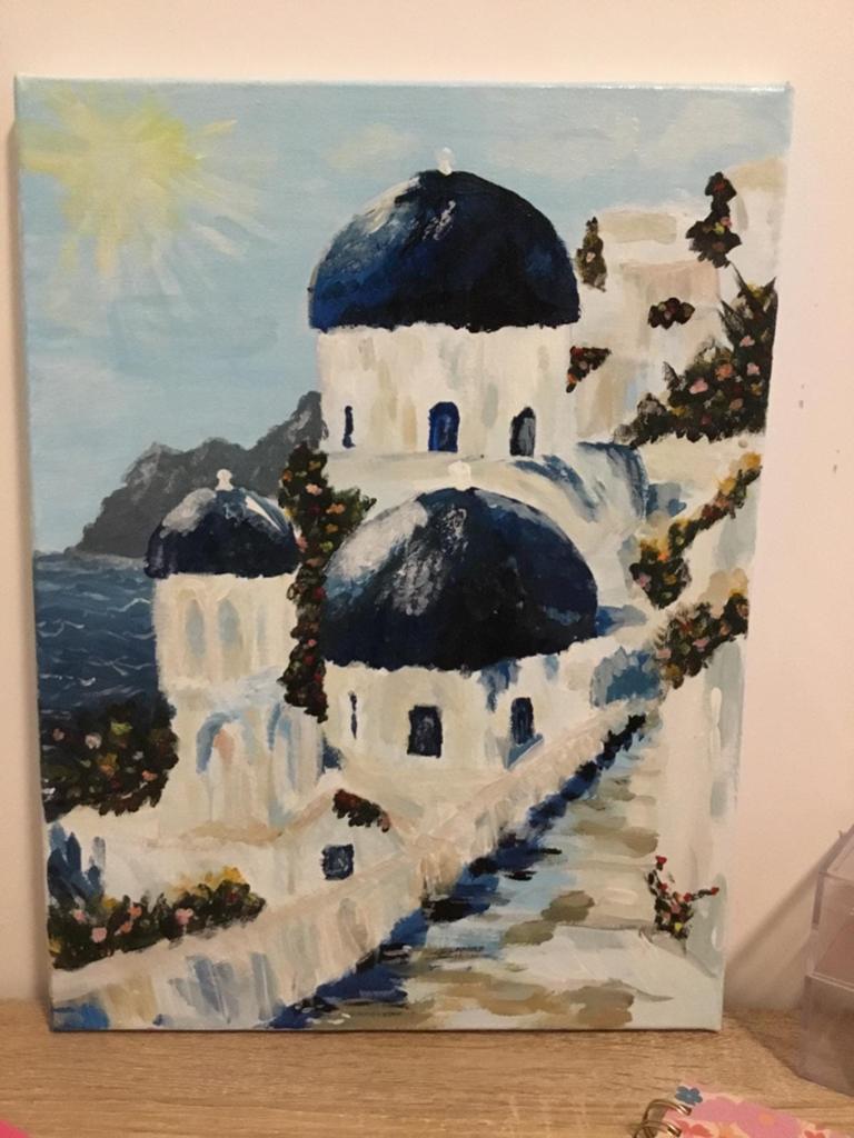 Schilderij Santorini Griekenland, Ophalen of Verzenden
