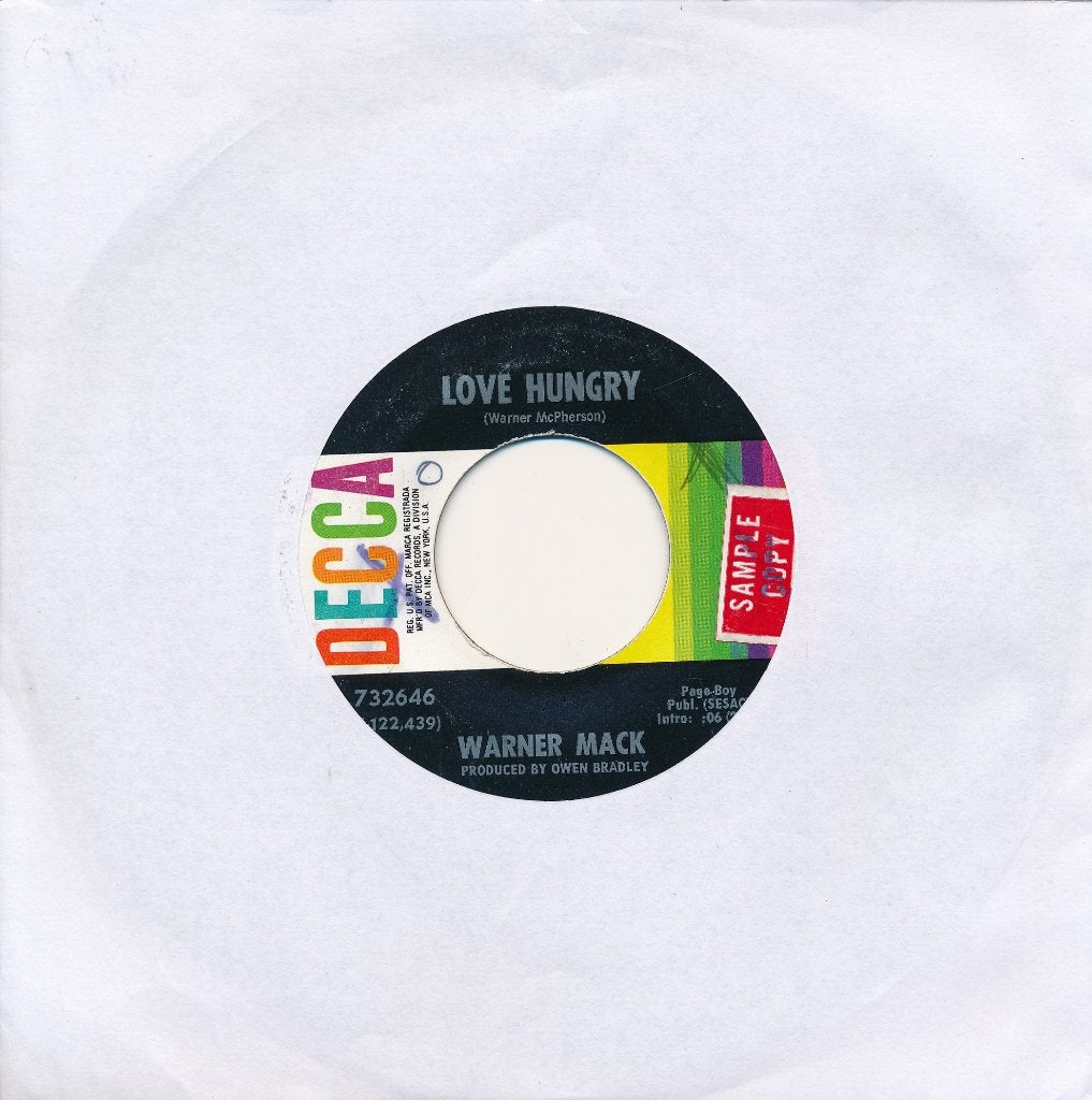 868 Warner Mack - Love hungry (1970), Ophalen of Verzenden, Gebruikt, 7 inch, Pop