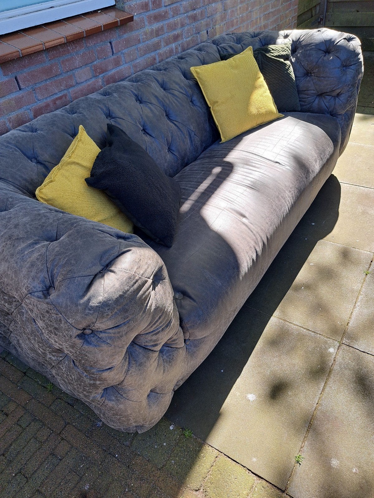 Chesterfield bank  GRATIS, Ophalen, Gebruikt, Tweepersoons, 75 tot 100 cm