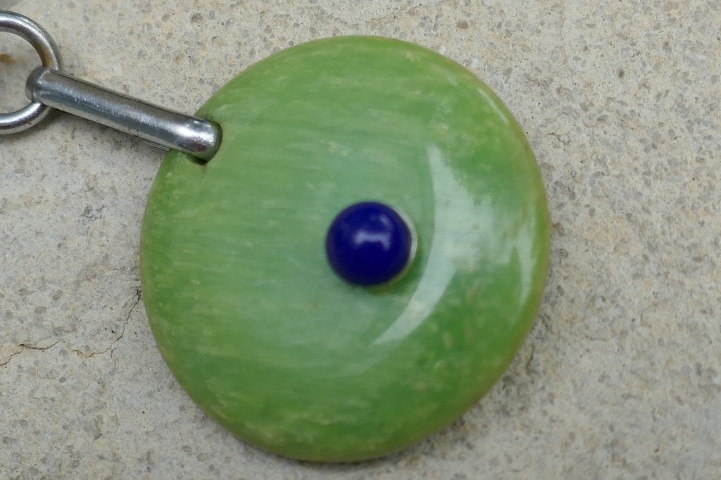 Broche met zilveren inleg met half edel steentjes, Overige materialen, Gebruikt, Verzenden, Met edelsteen