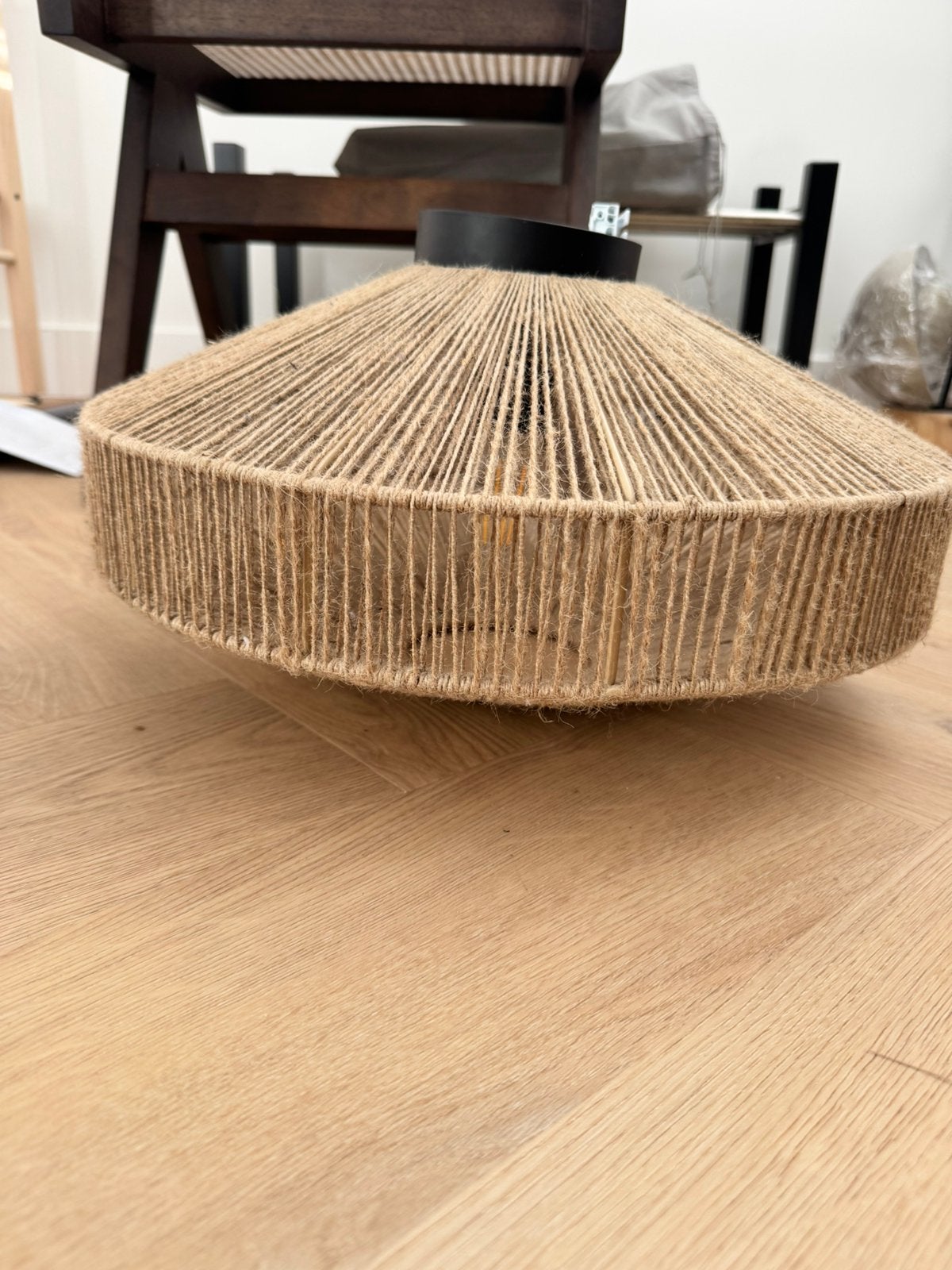 Touwlamp plafondlamp naturel diameter 43cm, Ophalen, Zo goed als nieuw