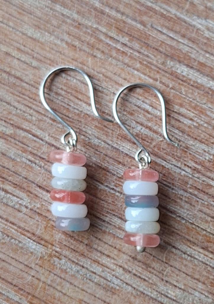 handgemaakte oorbellen echt zilver en half edelsteen, Sieraden, Tassen en Uiterlijk, Oorbellen, Hangers, Nieuw, Ophalen of Verzenden