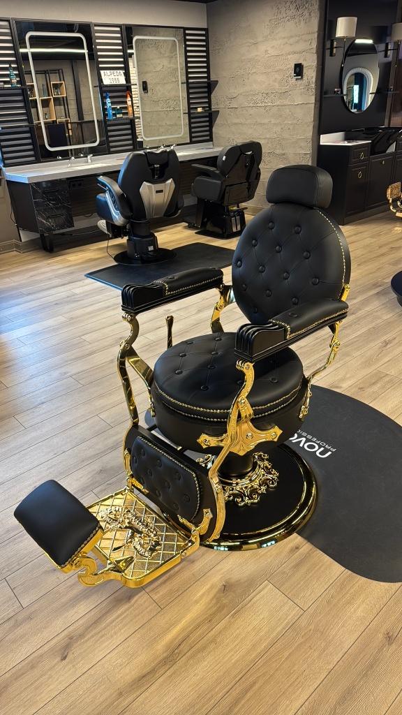 Barberchair gold retro barbierstoel kappersstoel herenstoel, Overige materialen, Zwart, Nieuw, Vijf, Zes of meer stoelen