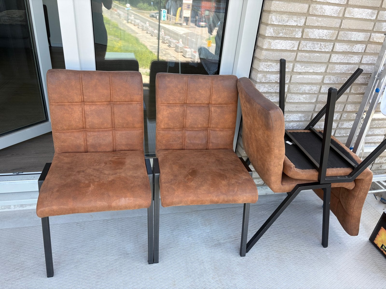 4 stoelen eettafelstoelen, Ophalen, Gebruikt, Bruin, Vier