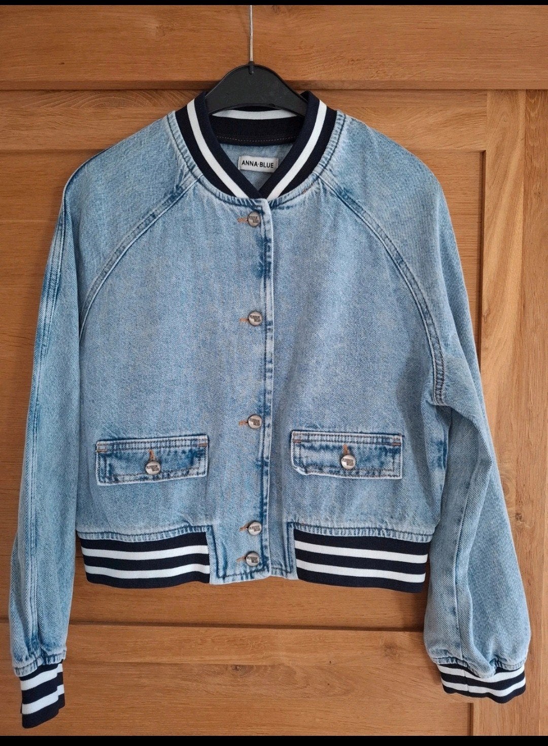 Anna Blue baseball spijkerjack - Zo goed als nieuw - Maat M, Kleding | Dames, Maat 38/40 (M), Blauw, Anna Blue, Ophalen of Verzenden