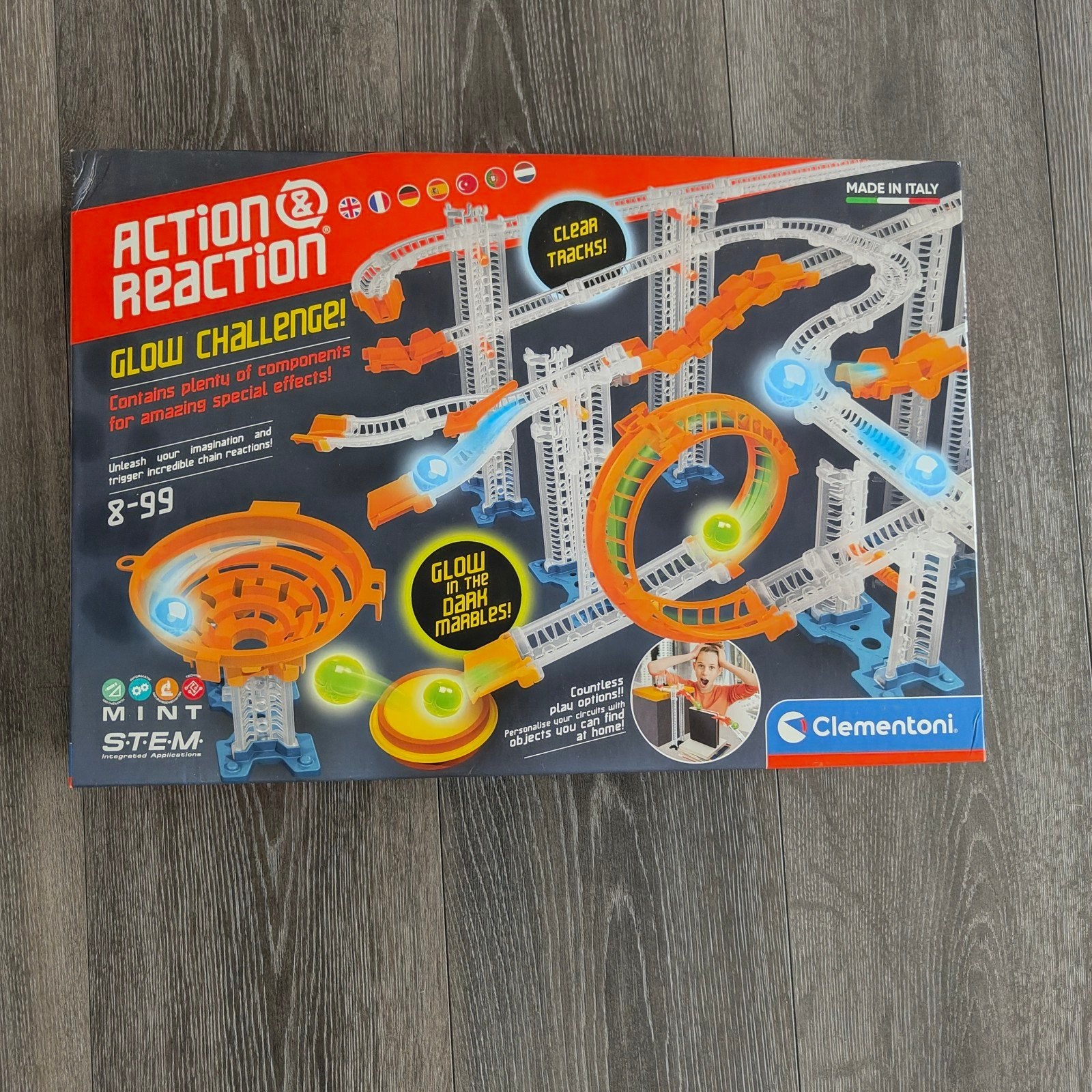Clementoni Action & Reaction Glow Challenge knikkerbaan, Ophalen, Nieuw, Bouwen