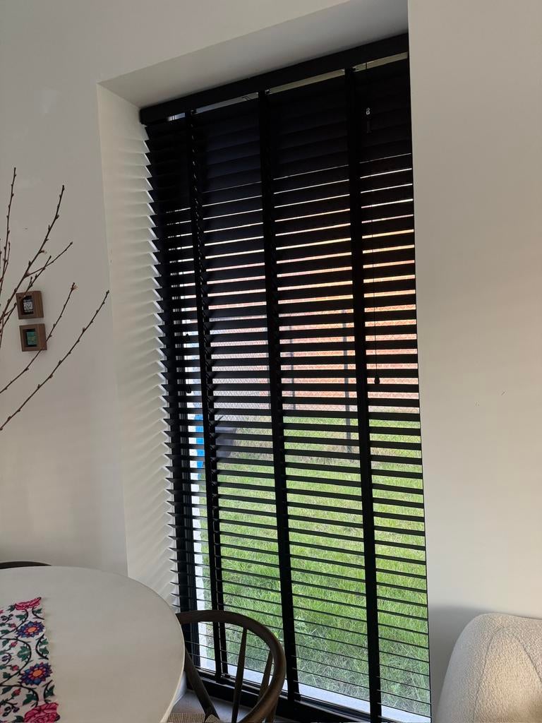 Zwarte lamellen/ houten jaloezieën (103x220), Huis en Inrichting, Ophalen, Zo goed als nieuw, Zwart, 200 cm of meer