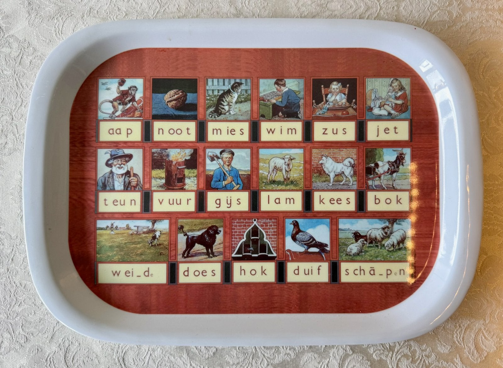 Vintage dienblad met Aap Noot Mies, Huis en Inrichting, Overige typen, Kunststof, Ophalen of Verzenden, Zo goed als nieuw