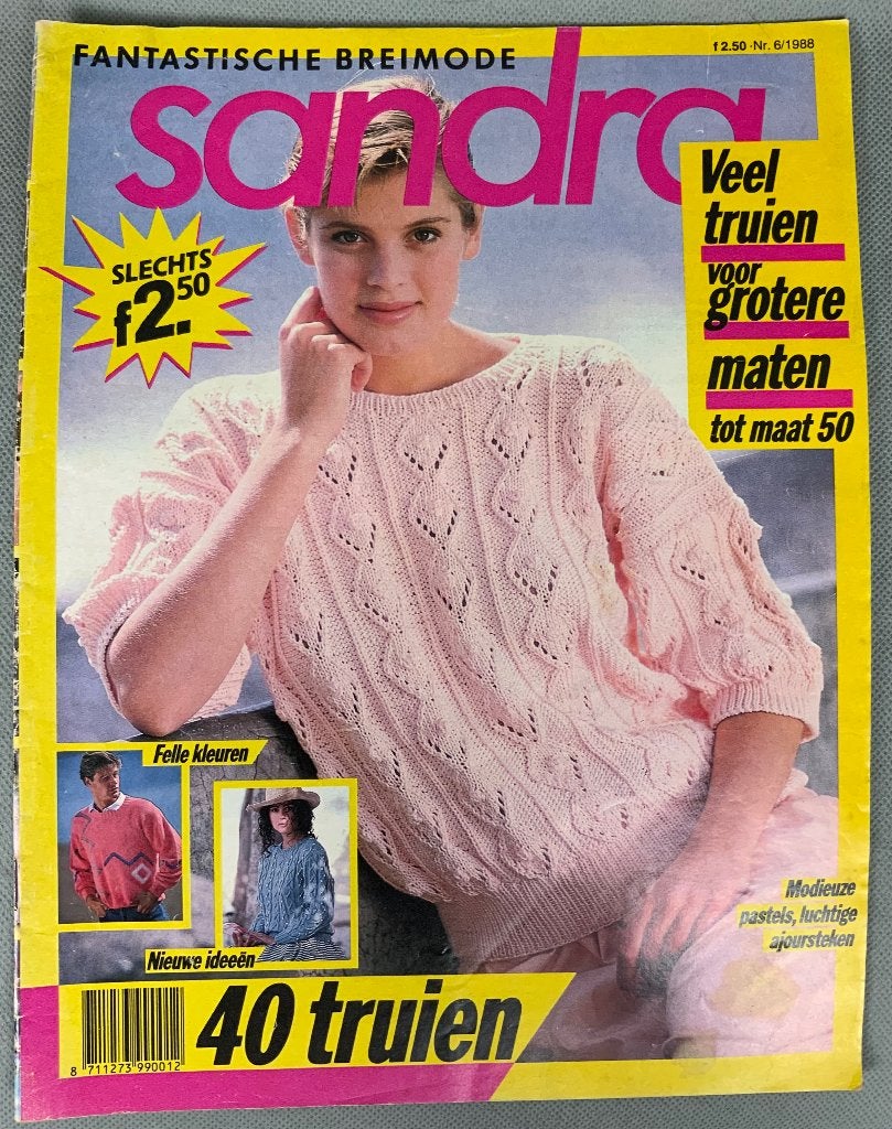 Vintage 80s Breiblad Sandra, nr 6 1988, Hobby en Vrije tijd, Breien en Haken, Ophalen of Verzenden, Zo goed als nieuw, Breien