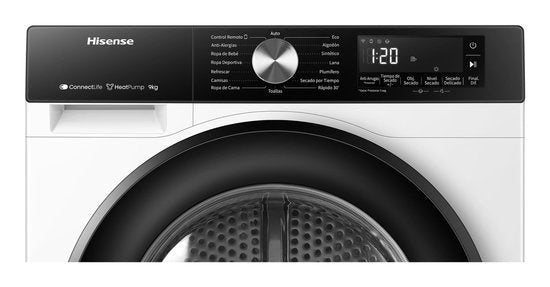 Hisense warmtepompdroger DH3S902BWCC - 9 kg - Vrijstaand, Witgoed en Apparatuur, Wasdrogers, Minder dan 85 cm, 8 tot 10 kg, Nieuw