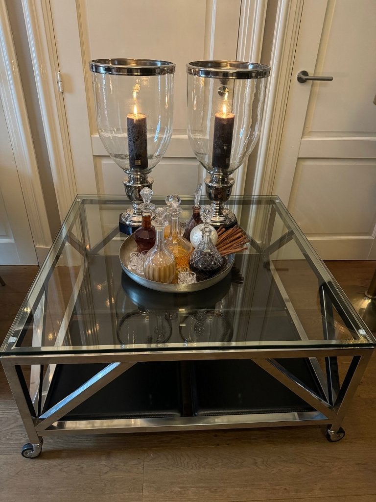 Eichholtz tafel Prado salontafel - Aluminium Leder, Ophalen