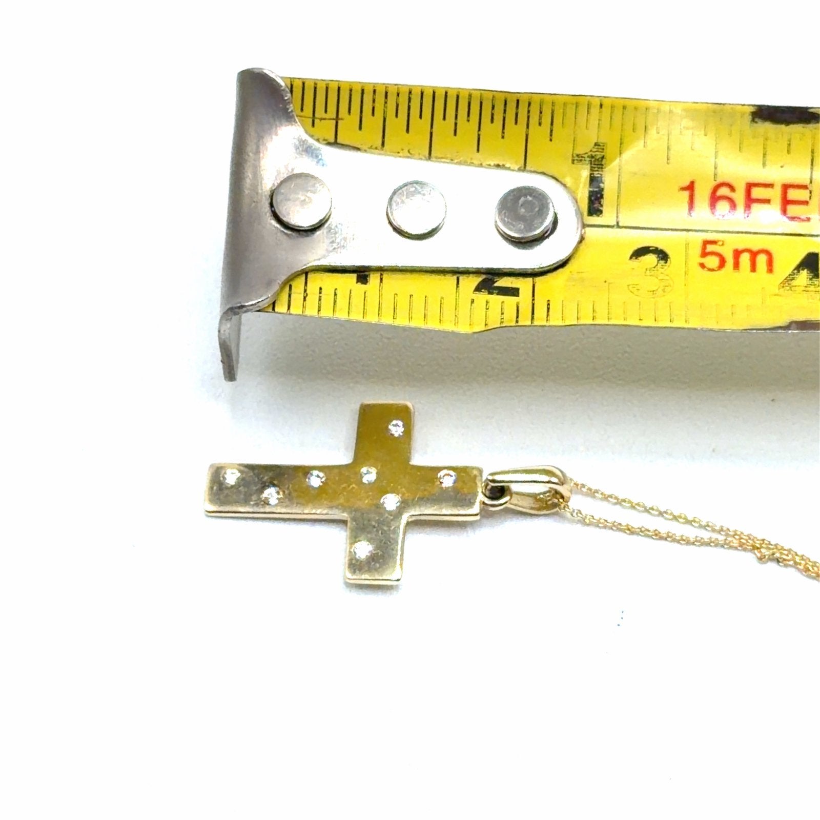 Gouden Kruis Hanger met Diamanten en Ketting, W, Nieuw, Ophalen of Verzenden, W