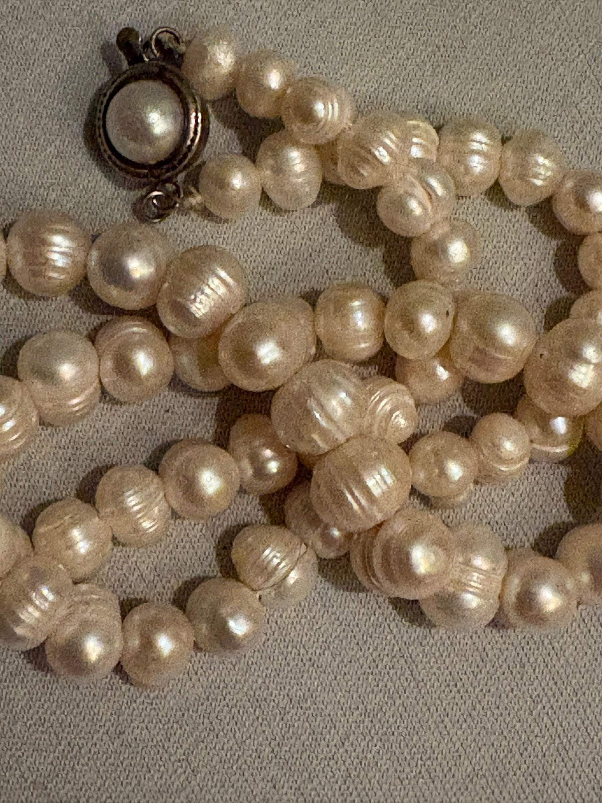 Klassieke Vintage Zoetwater Parelketting - Handgeknoopt, Ophalen of Verzenden, Gebruikt, Wit, Overige materialen