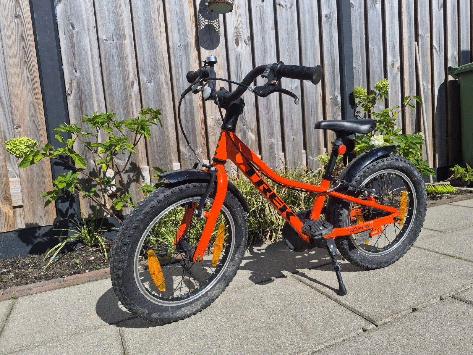 Trek Precaliber 16 inch kinderfiets - Oranje, Fietsen en Brommers, Ophalen, Velgrem, Trek, 16 tot 20 inch