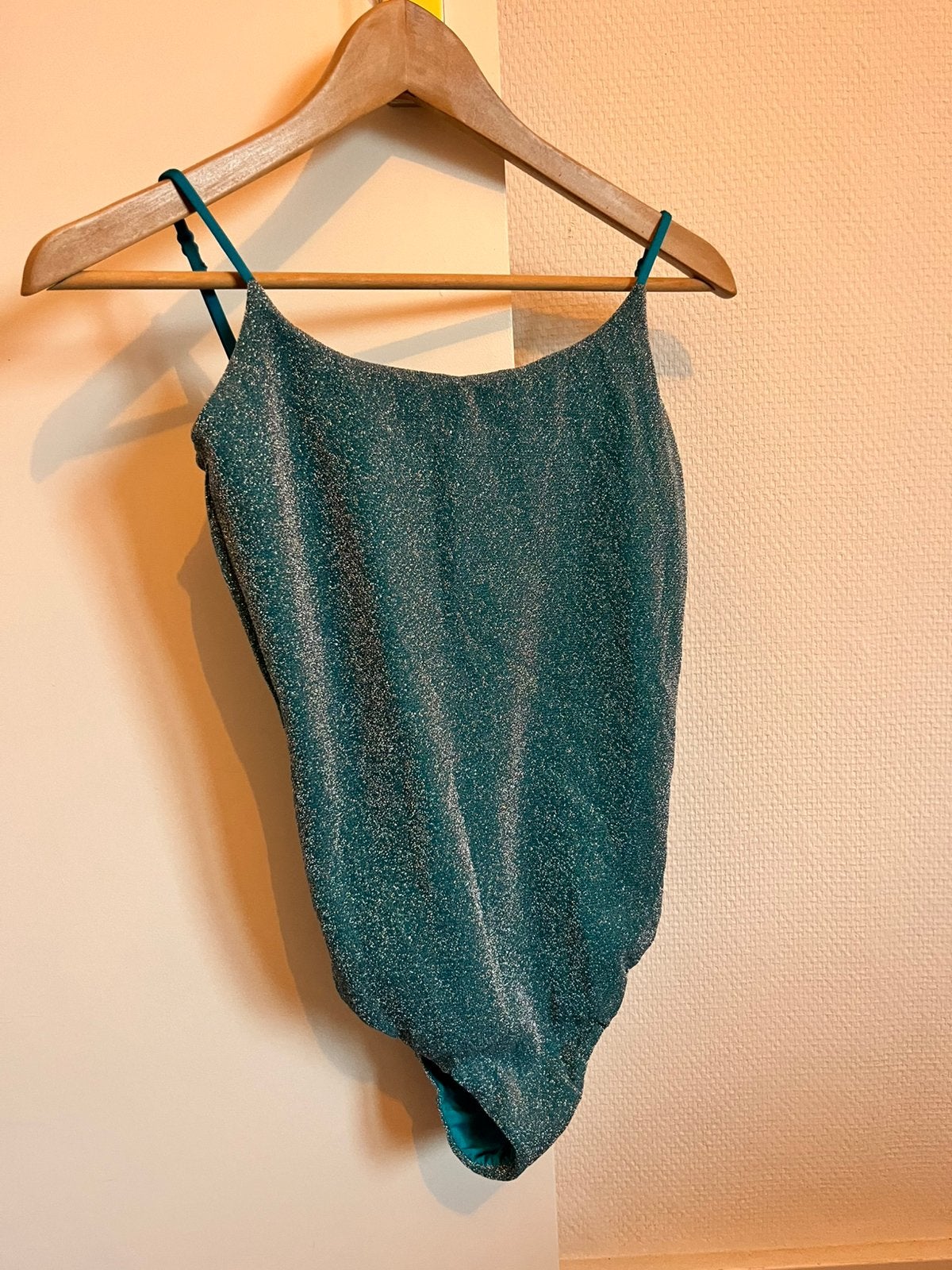 Calzedonia turquoise glitter badpak, maat S, Ophalen of Verzenden, Zo goed als nieuw, Bruin, Badpak