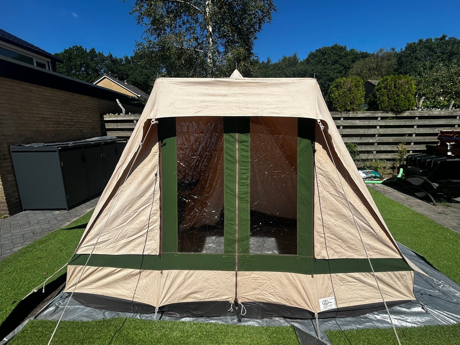 ESVO Stolp 4 – katoenen 4-persoons tent – 2 slaapcabines, Caravans en Kamperen, Tenten, Ophalen, Gebruikt, Tot en met 4