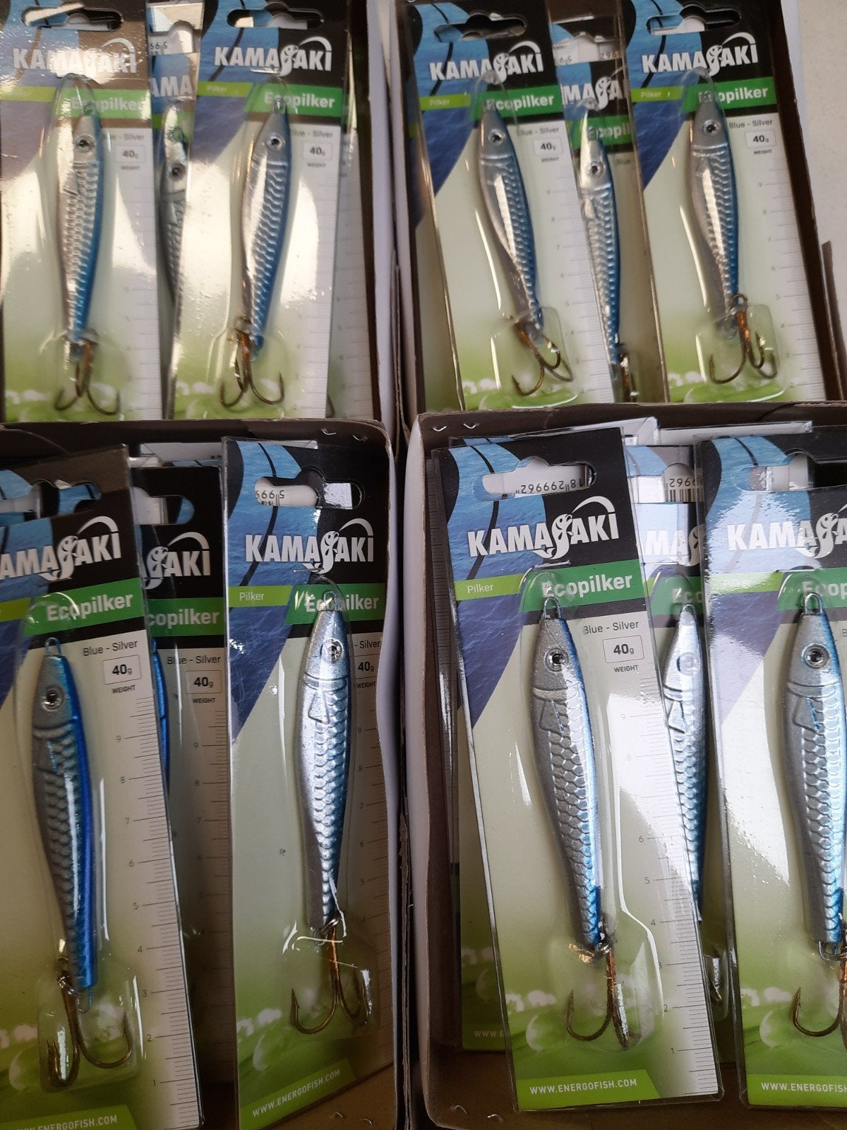 partij van 40 pilkers Blue/Silver 40 gram, Info@kamasaki.com, Overige typen, Nieuw, Ophalen of Verzenden